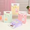 StoBag Cute Bunny Gift Wrapping Bags Paper Candy Bags with Handles Ribbon Packaging Bags for Sweets Birthday Wedding Party Favor