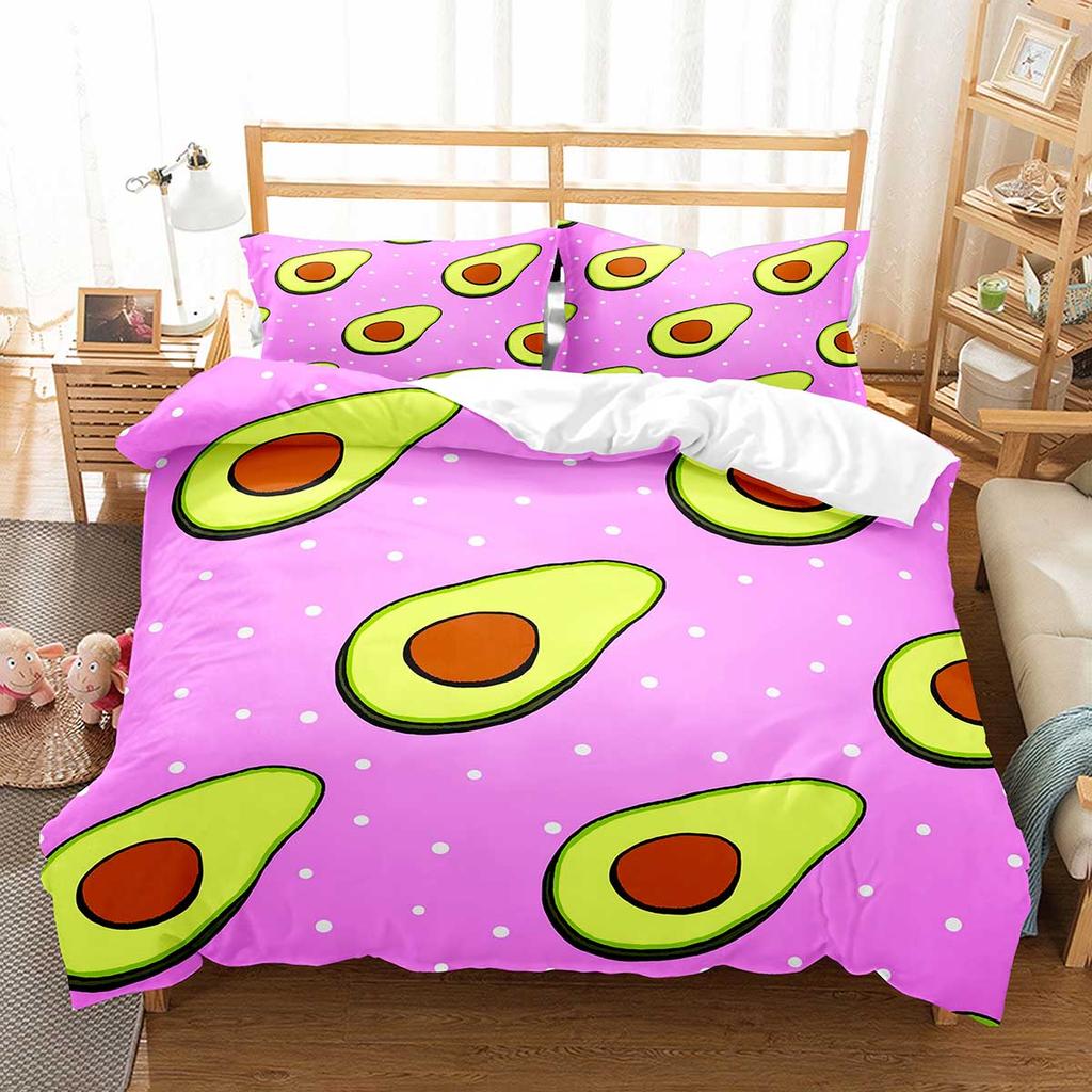 Avocado Duvet Cover Set Fresh Fruit Pattern Comforter Cover Double Single Size For Kids Teen Adults Bedding Set With Pillowcase