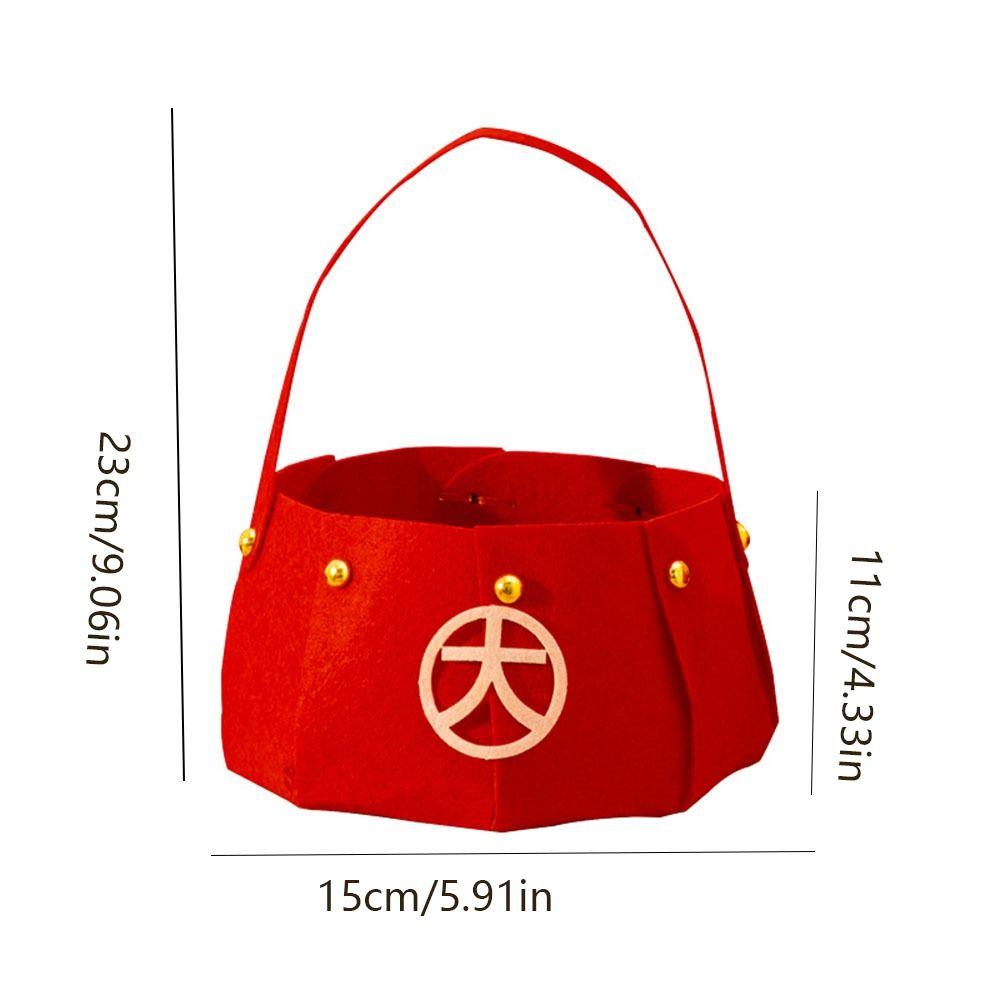 Red Candy Storage Bag Felt Gift Bags Joyful New Year Handheld  Fruit Basket  Party Decor