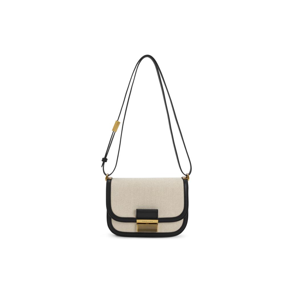 New CHARLES&KEITH Scarf Canvas Series Canvas Tofu Bag Shoulder Bag Small Women's Multicolor CK2-80782074