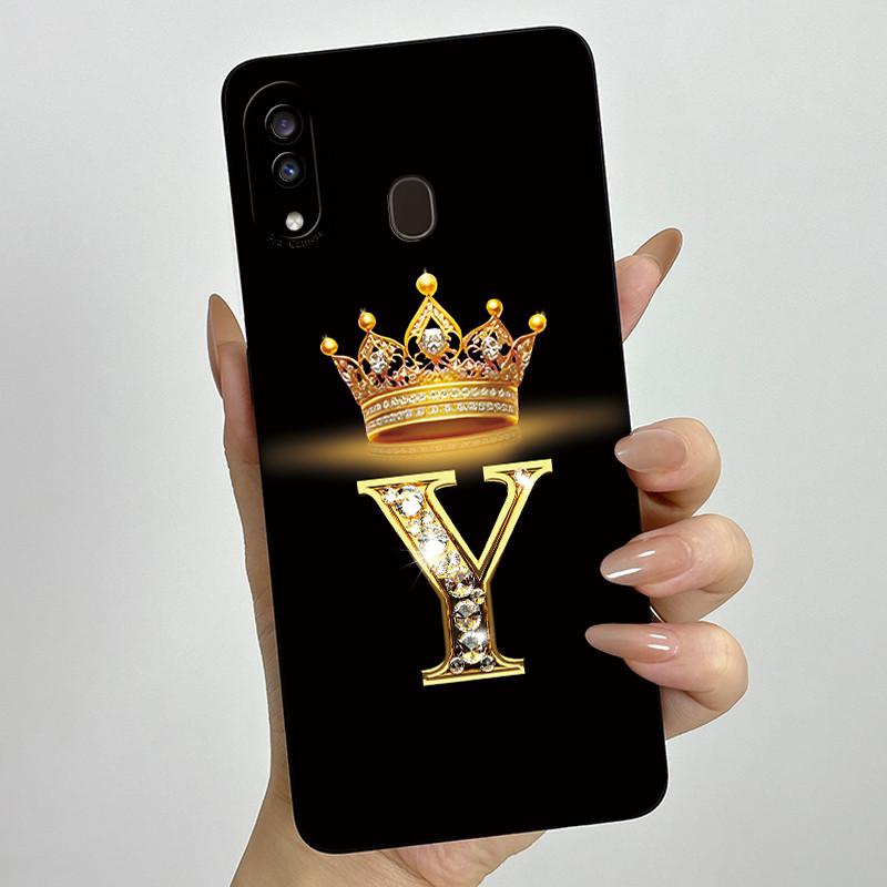 Phone Case for Samsung A20 a205 Galaxy a207 A20s Soft Silicone Crown Letters Back Cover for Samsung A20 A 20s A30 Bumper Shells