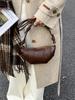 Women's Versatile Crossbody Cross-Stitch Croissant Bag - Niche Design for Fashionable Commute