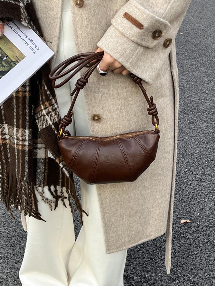 Women's Versatile Crossbody Cross-Stitch Croissant Bag - Niche Design for Fashionable Commute