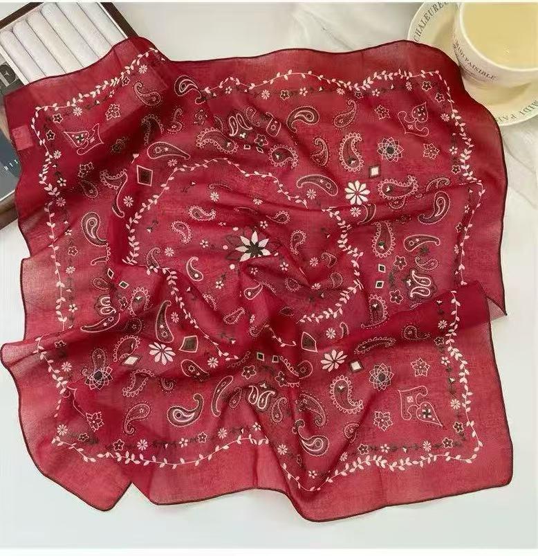 Women's Ethnic Style Leopard Print Scarf - Cotton Linen Silk Blend, Cashew Print, Autumn Accessory
