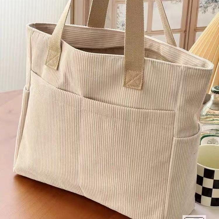 Large Capacity Corduroy Tote: Autumn/Winter 2025 Versatile Commuter Shoulder & Crossbody Bag
