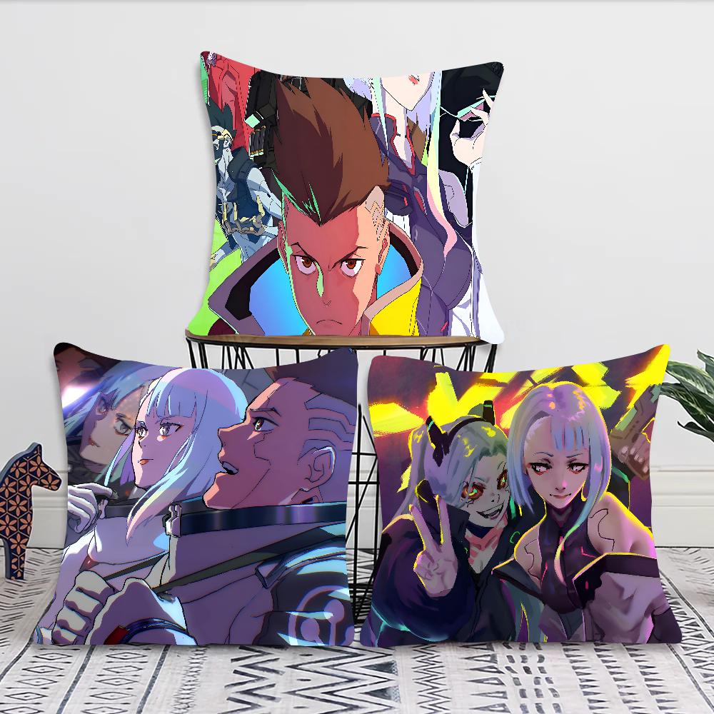 Anime C-Cyberpunk E-Edgerunner Pillow Case Square Pillow Bedroom Sofa Leisure Comfort Cushion Car Living Room Home Decoration