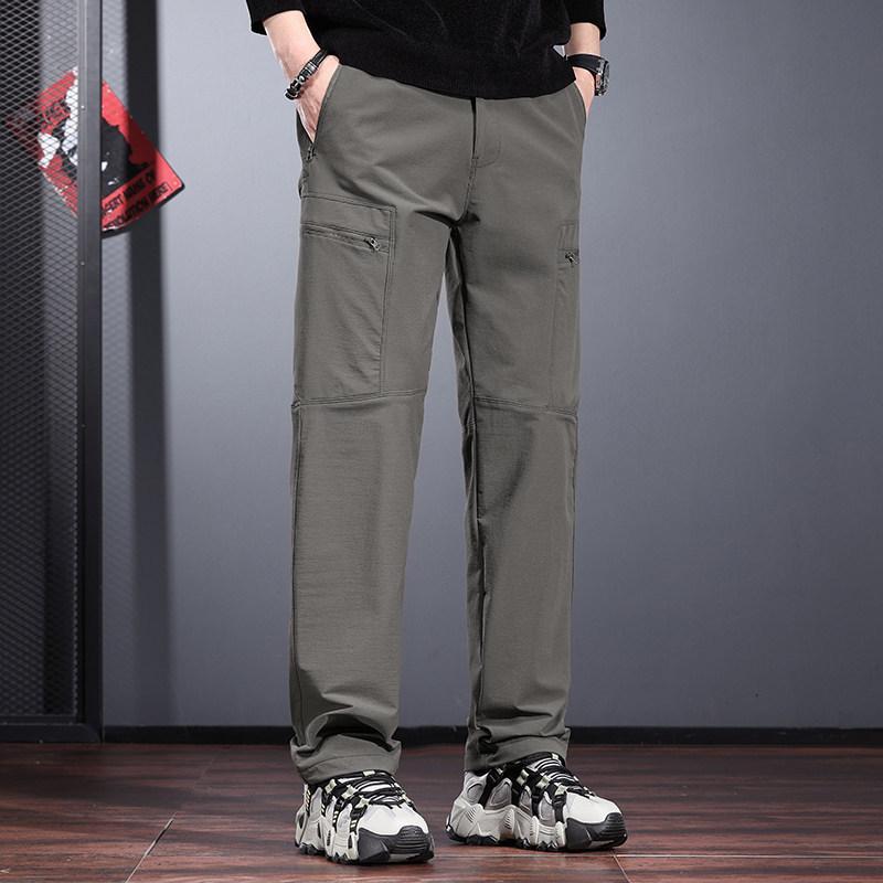 Waterproof Elastic Charging Casual Pants Men's Spring New Straight Hiking Pants Outdoor Three-proof Pants Men