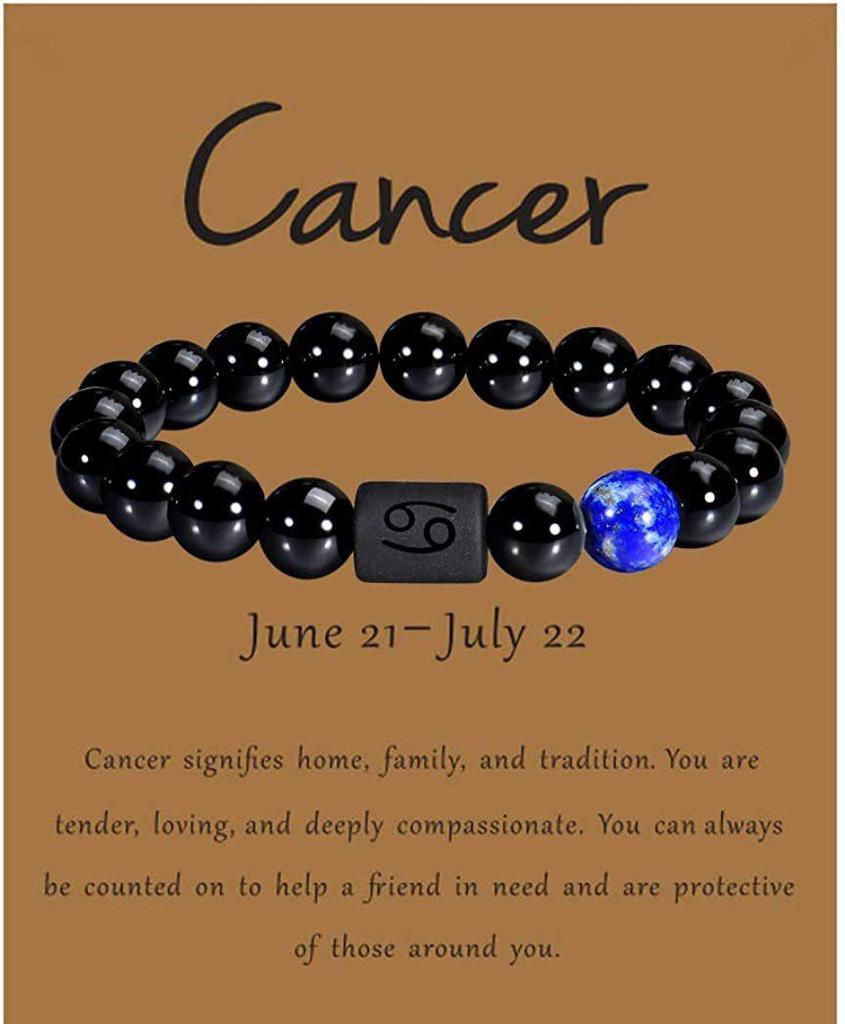 Twelve Constellations Obsidian Tiger's Eye Beaded Bracelet with Elastic Cord