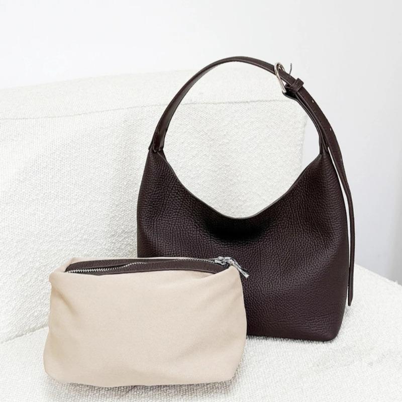 Women's Genuine Leather Tote Bag - Vintage Cow Neck Grain Top Layer Cowhide Underarm Shoulder Crossbody Bag,  Soft Leather Purse