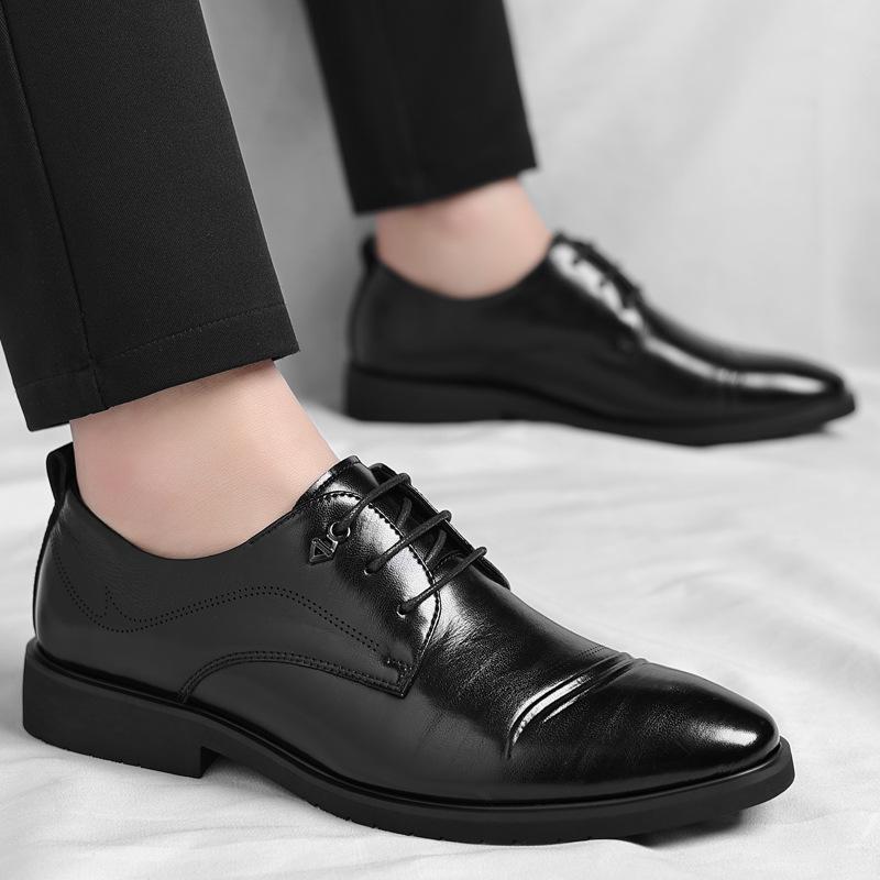 Leather Shoes Men's 2025 New Business Retro Dress Men's Trend Fashion Large Size Derby Shoes Tide