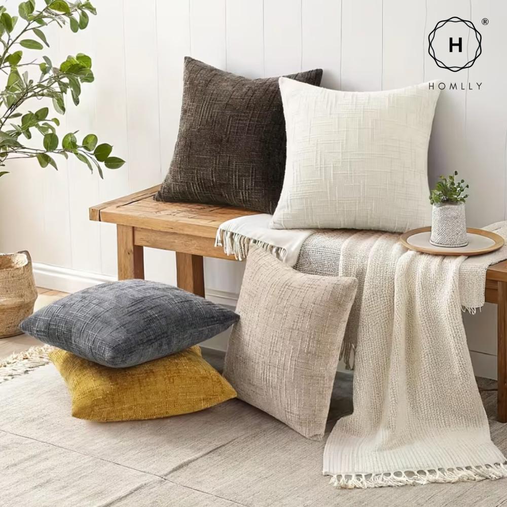 Homlly Fjord Textured Chenille Decorative Pillow Cushion Cover Case (45x45cm) X2PCS
