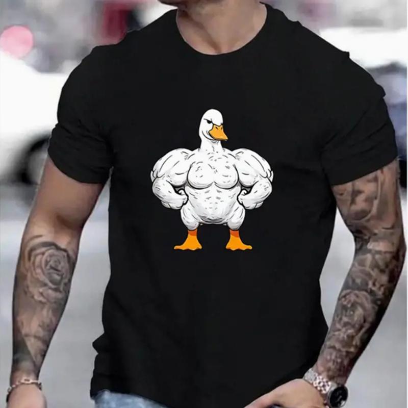 

Новая летняя мужская модная футболка с принтом утки из мультфильма, мужская футболка, топ XL чёрный