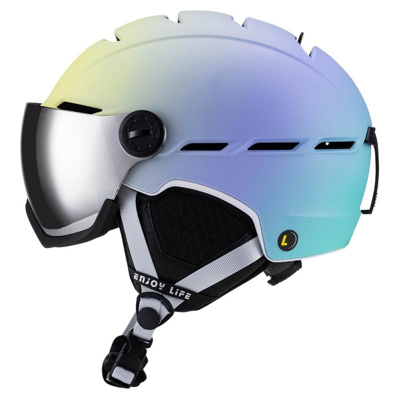 Gradient Color Ski Helmet With Integrated Goggles Adults Unisex Winter Snow Sports Protection