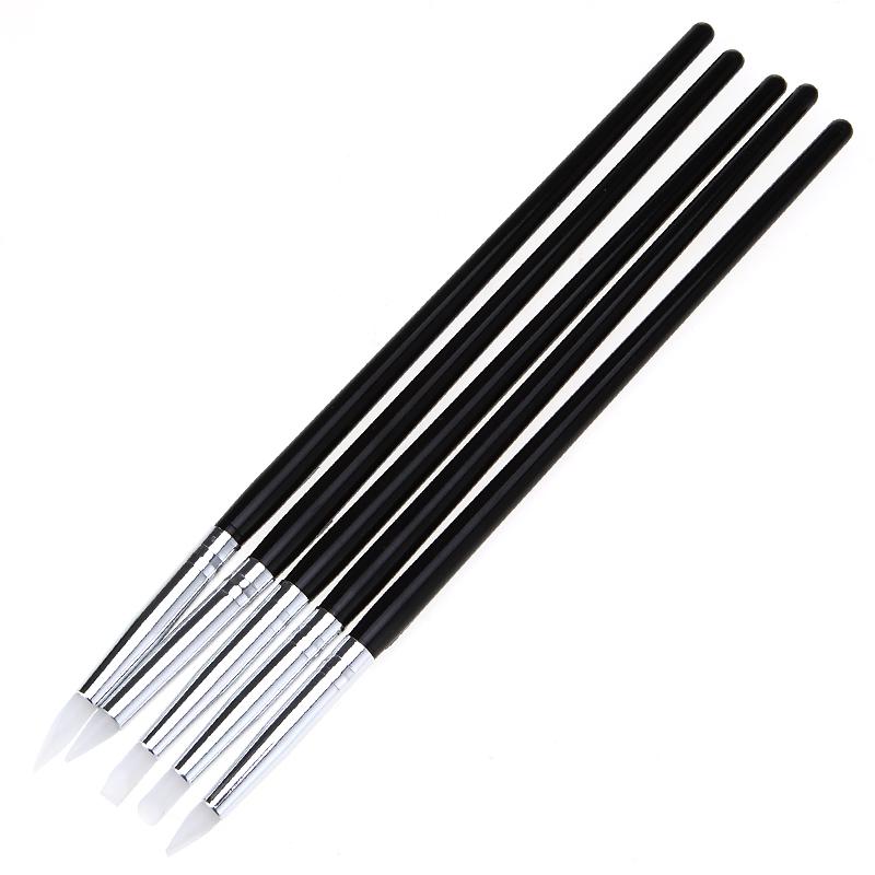 5Pcs Soft Silicone Nail Art Design Pen Brush Carving Sculpture UV Gel Beautify Nails DIY Tools