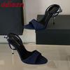 Fashion Narrow Band Fashion Denim Women Super High Heels Pumps Shoes New In 2025 Female Ankle Strap Footwear Thin Heels Shoes For Ladies