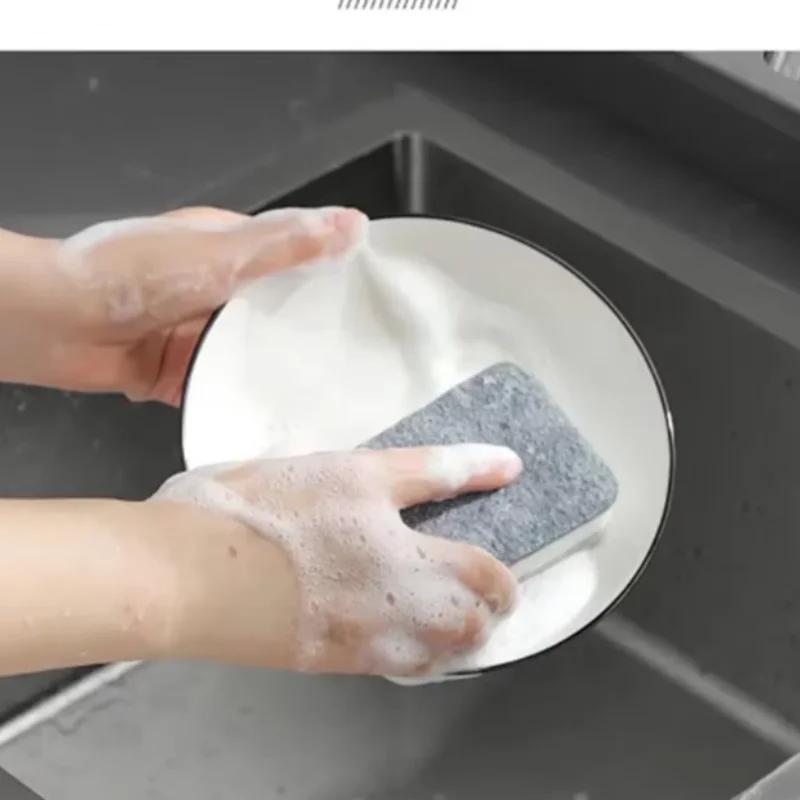 Gray Double-sided Cleaning Sponges Pan Pot Cleaning and Maintenance Washing Sponges Household Scouring Pad Kit Tools Brush