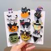 Halloween Children's Hair Accessories, Pumpkin Ghost, Funny Handmade Hair Clips, Black Bat Bow, Girl Party Hair Clips