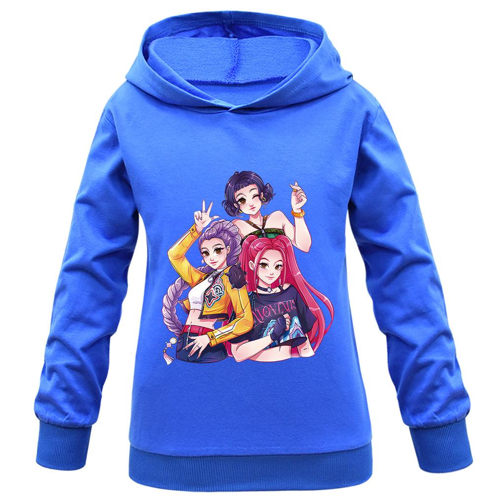 Kids Girls Anime Cartoon K-POP Rumi Zoey Mira Printed Casual Long Sleeves Sweatshirt Hoodies