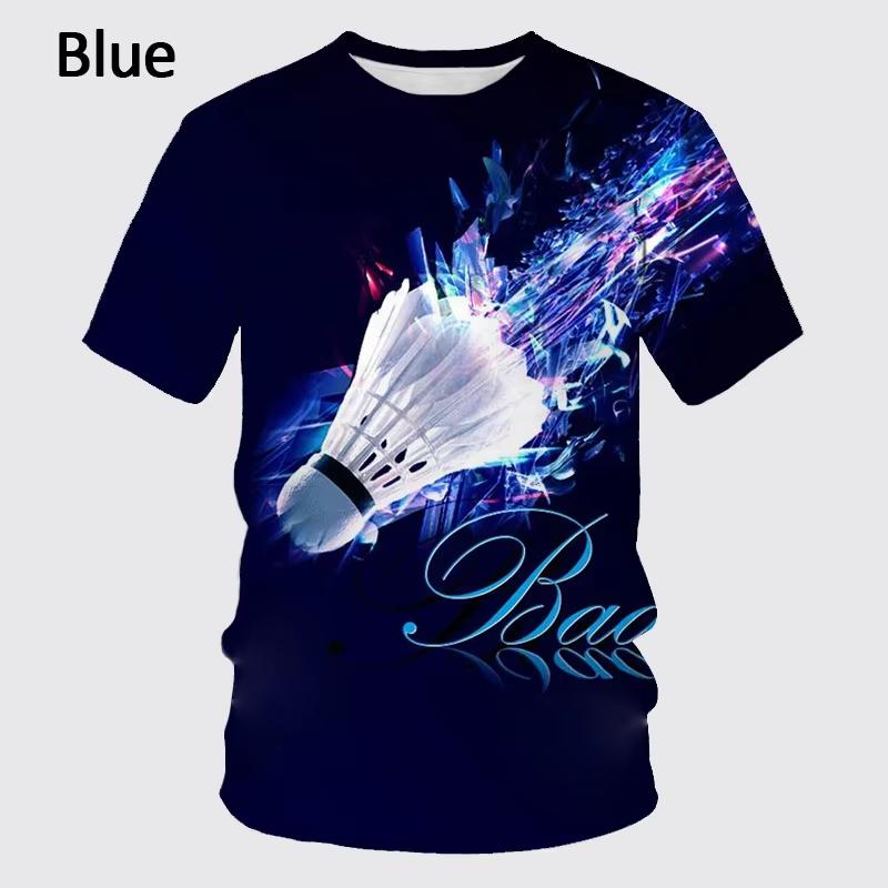 3D Print Badminton Sports T-shirt For Men Summer Short Sleeves Round Neck Funny