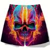 Men's Skull 3D Pattern Comfy Shorts Oversized Casual Elastic Waist Drawstring Shorts