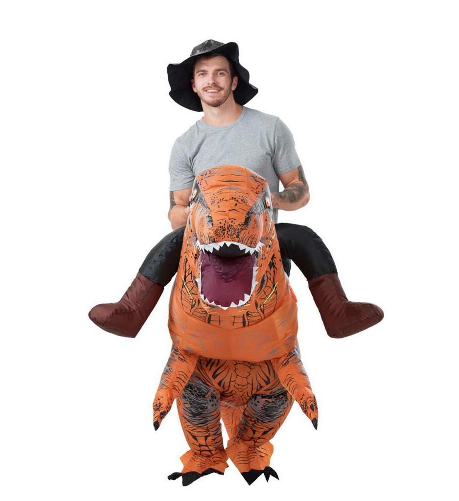 Bohuiteng Dinosaur Cosplay Dinosaur Kigurumi Rider Adult Unisex Monster Inflatable Costume Set for Parties Half-Body Costume, Outfit, (Red)