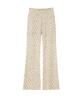 LOTSYOU Lotsyou_Shirring Boot Cut Pants Flower Beige