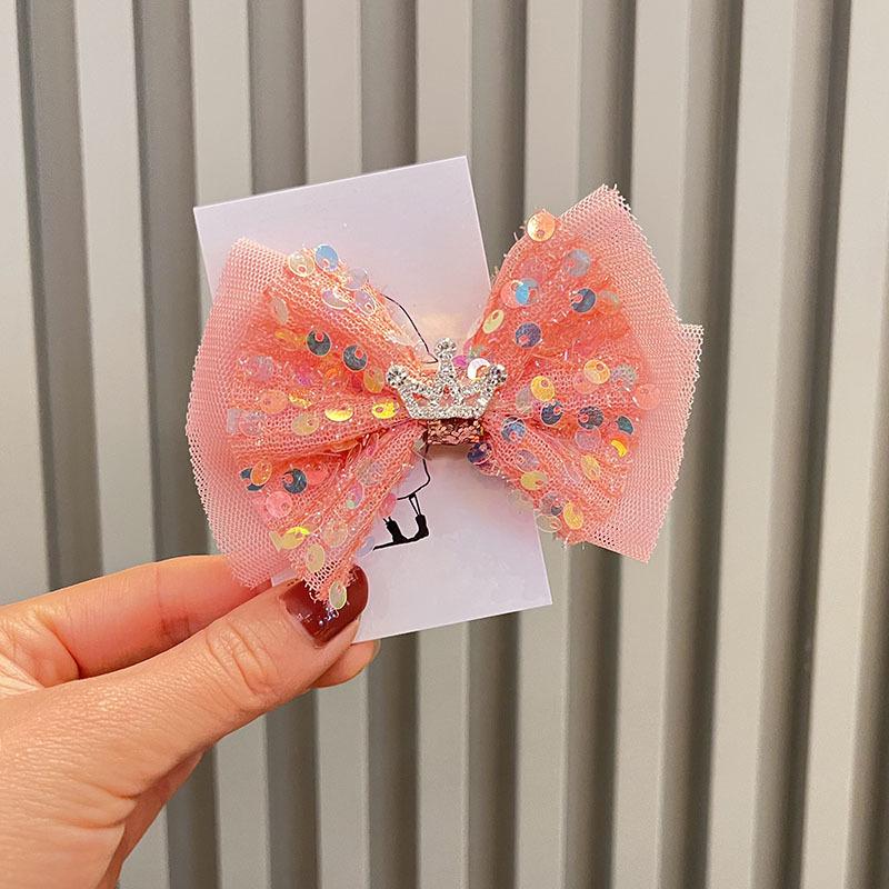 Adorable Sequin Crown Headband and Bow Hairpin for Little Princesses