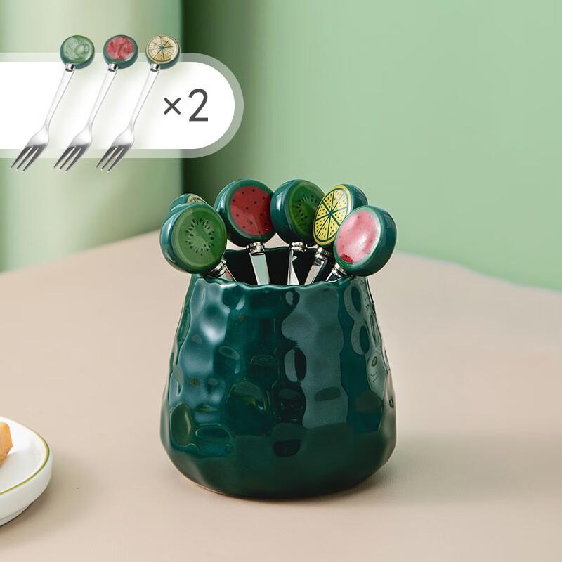 

LISM Cute Fruit Fork Set with Storage Jar