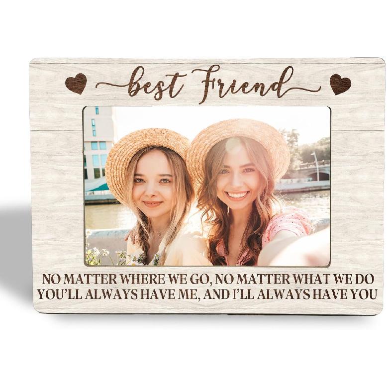 Best Friends Picture Frame - The Girls Friend Besties Wooden Photo Frame 4x6, Friend Soul Sister Gifts