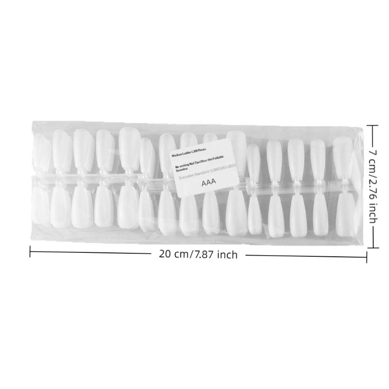 300Pcs/Bag Full Cover Press On Fake Nails Matte Ultrathin TransparentCoffin Tips Nails Extension Diy Practice Nail Tool