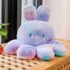 Colorful Flipped Octopus Rabbit Plush Toy Doll Double-sided Inverted Face-changing Octopus Rag Doll Sleeping Pillow