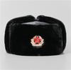 Winter Duty Cotton Hat, Black Velvet Security Lei Feng Hat, Northeast Windproof Warm Thickened Leather Hat, Cold-Resistant Cotton Hat