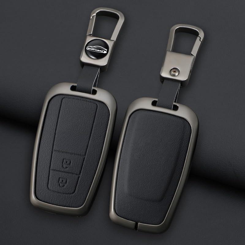 Key Case Key Holder Key Cover Genuine Leather Compatible with Toyota New Prius New Land Cruiser Corolla Heavy Duty Zinc Alloy Car Accessory 2 Buttons