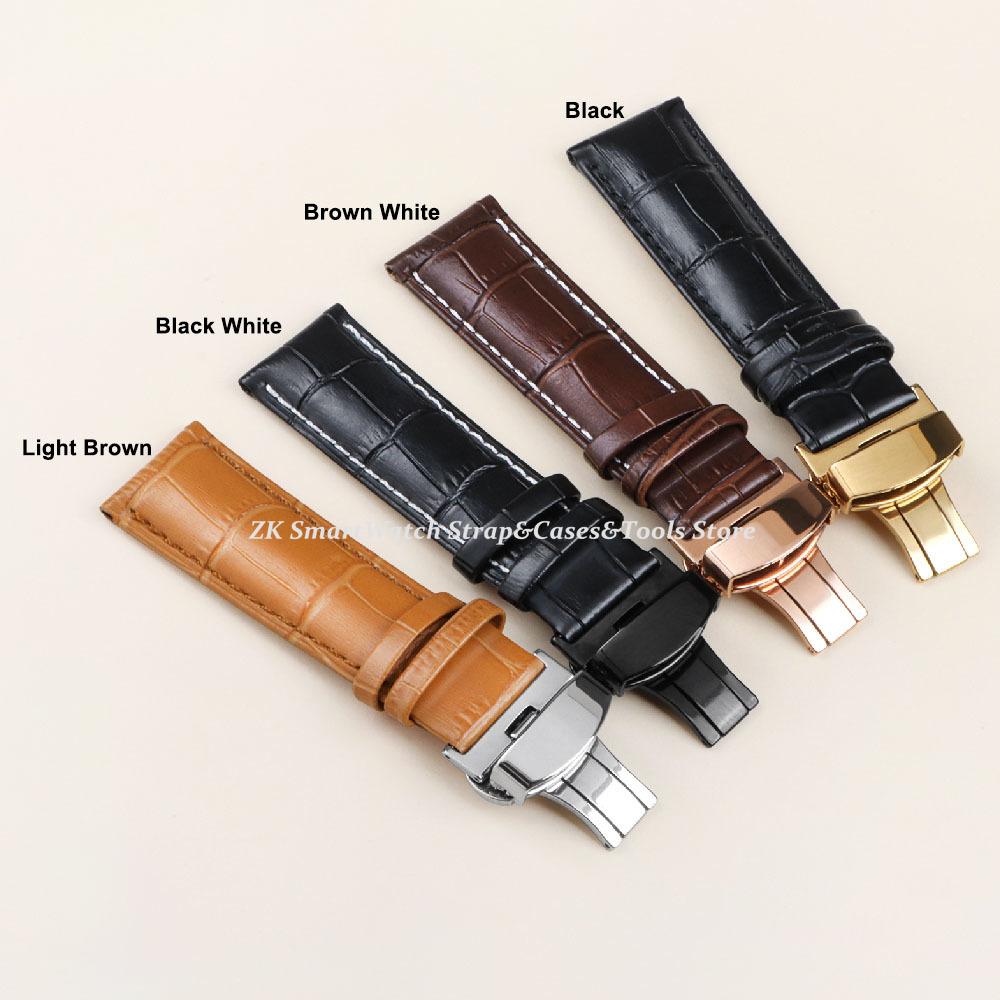 Paski do zegarka ze skóry naturalnej z pudełkiem Pasek do zegarka 14 mm 16 mm 18 mm 20 mm 21 mm 22 mm 24 mm Bransoleta do zegarka Zapięcie motylkowe Pasek na nadgarstek