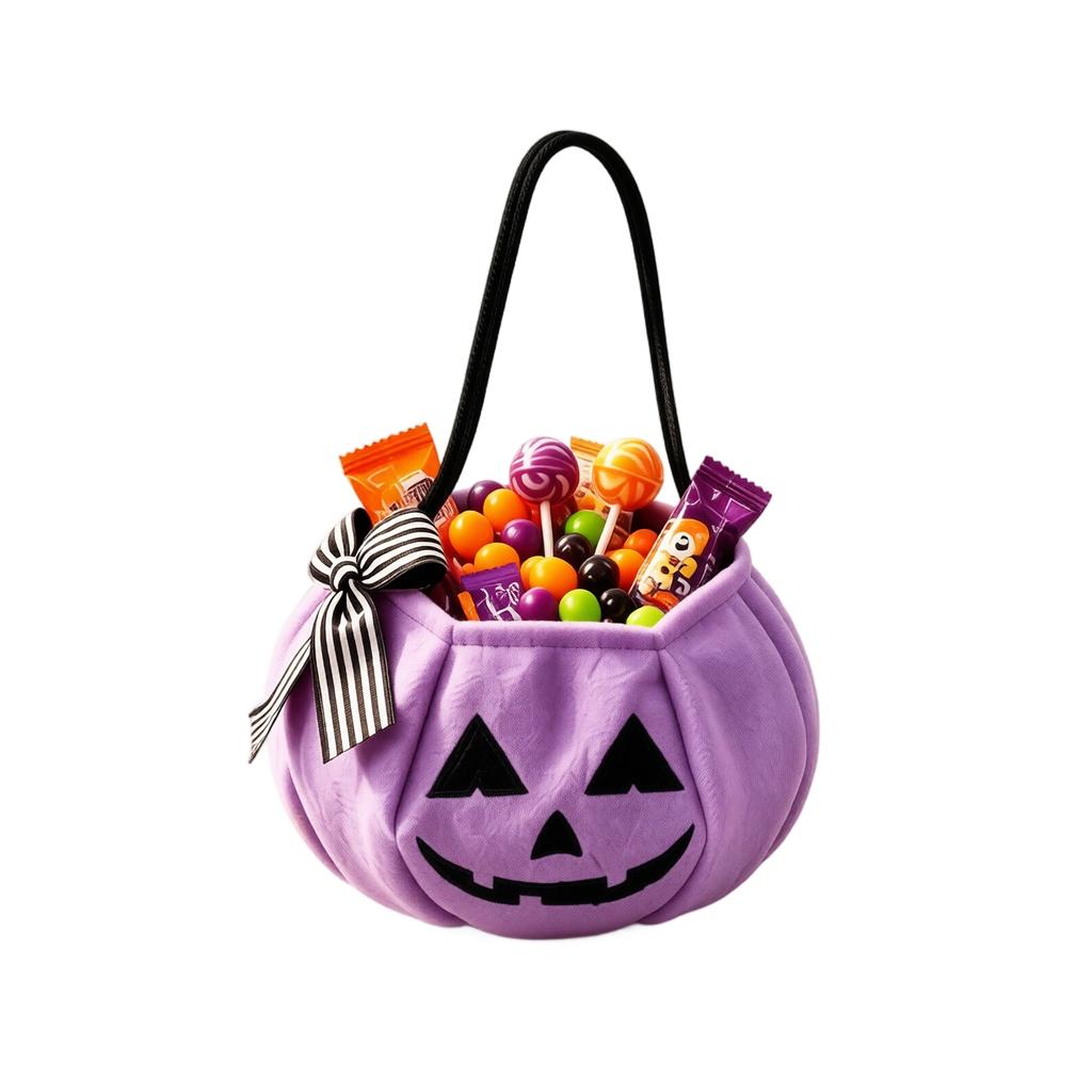 Halloween Plush Butterfly Pumpkin Bag for Candy Collection and Holiday Decor