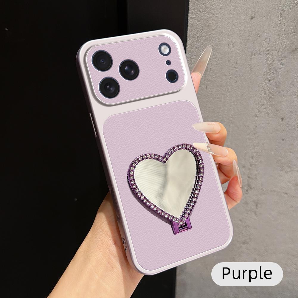 Phone Case For RedMi 15 15C 14C 13 13C 12 12C 10C 9C 9A 9 4G 5G with Heart-Shaped Mirror Kickstand Cover