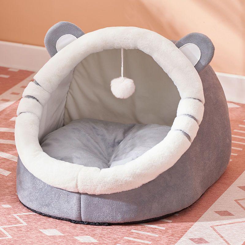 

Всесезонная кровать для кошек и собак: Уютный закрытый домик для питомца и спальный коврик Chinchilla Spirit