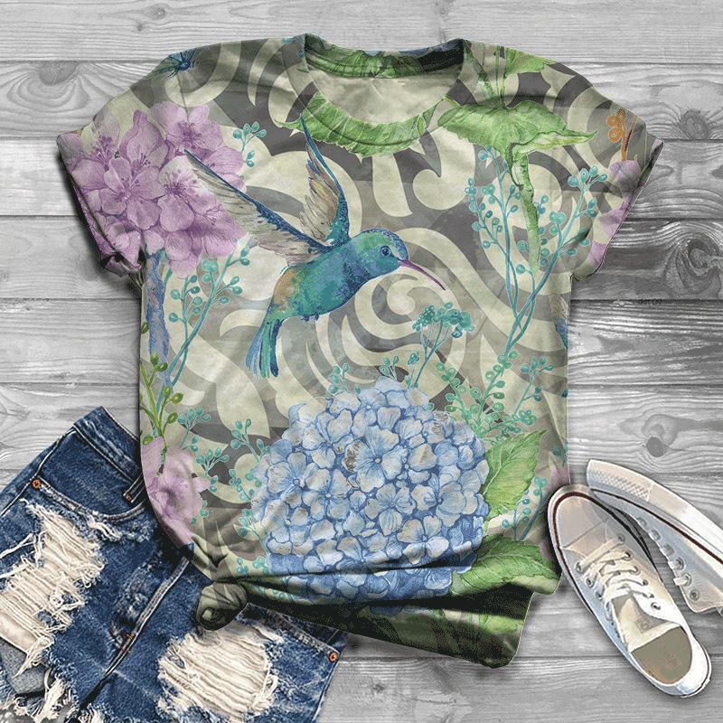 Women's Clothing Series New Summer 3D T-shirt Printed Round Neck Summer Women's T-shirt