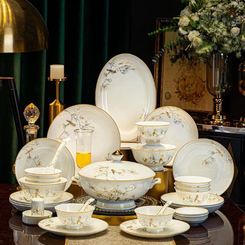 

Gong He Jing Pin 60-Piece Bird & Flower Bone China Dinnerware Set