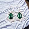 925 Sterling Silver Malachite Gemstone Trendy Jewelry Earrings 1.70" For Women EE-40-24
