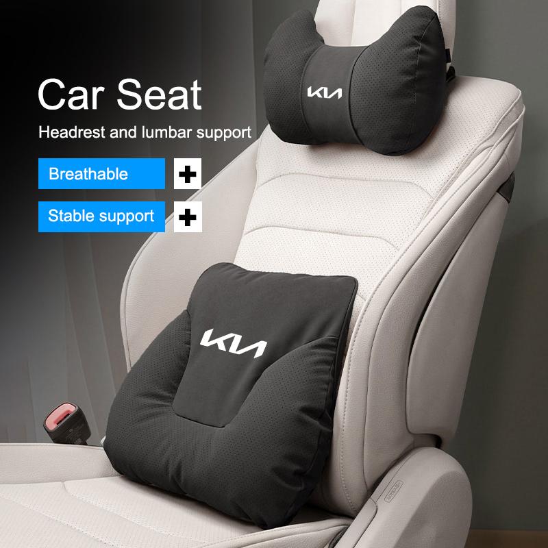 AHU1 Car Seat Soft Headrest Suede Neck Pillow Waist Cushioning For KIA K5 Sorento Ceed Sportage Carnival Stinger Forte Niro Cadenza