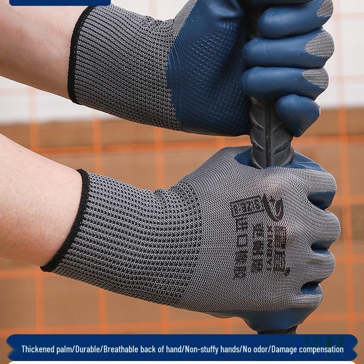 Durable Waterproof Anti-Slip Rubber Work Gloves - Thick, Breathable, and Wear-Resistant for Construction