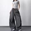 American Retro Pleated Loose Wide-Leg Pants for Tall Individuals