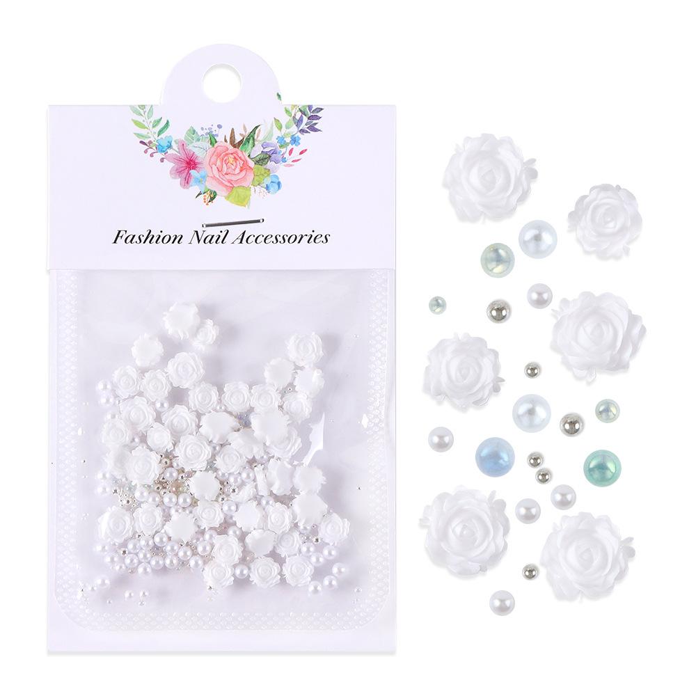 3 opakowania 30 grawerowanych róż gradientowych akcesoriów do paznokci, piasek smoczy, kamienie szlachetne, kwiaty róży ze stalowymi koralikami i perłami, akcesoria do paznokci