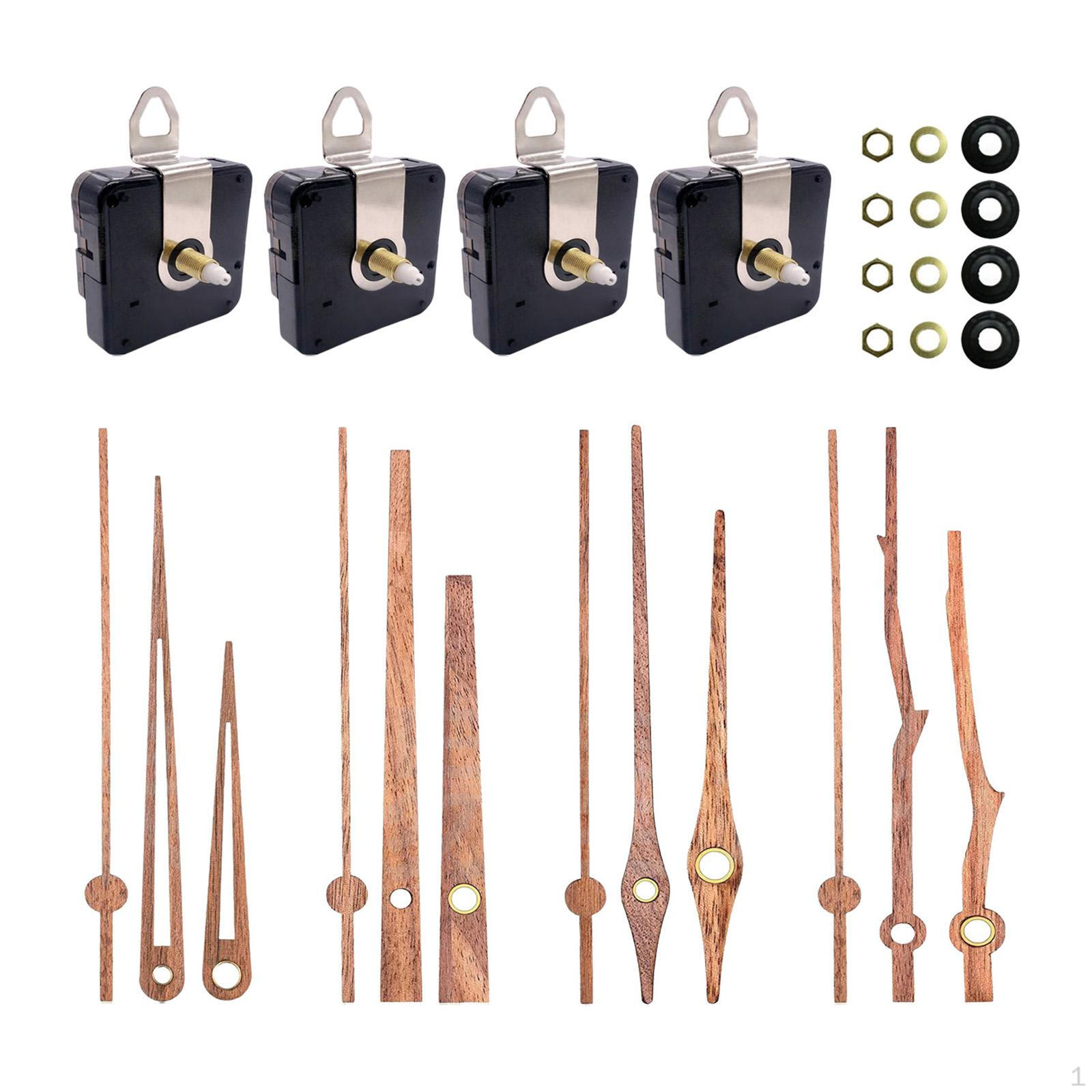

4x Walnut Wood Clock Hands and Movement, Accessories, , Silent, Premium, Long Shaft