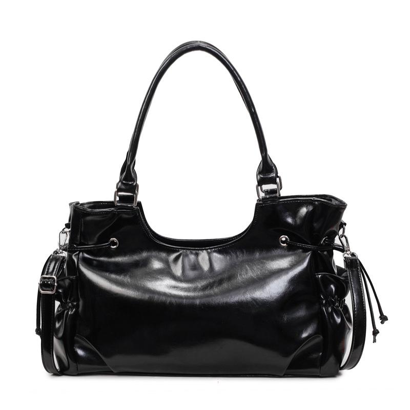 Y2k Retro Umhängetasche Damen Lack Motorrad Crossbody Große Achseltasche Seitentasche Kordelzug Tote Für Tägliches Pendeln Reisen