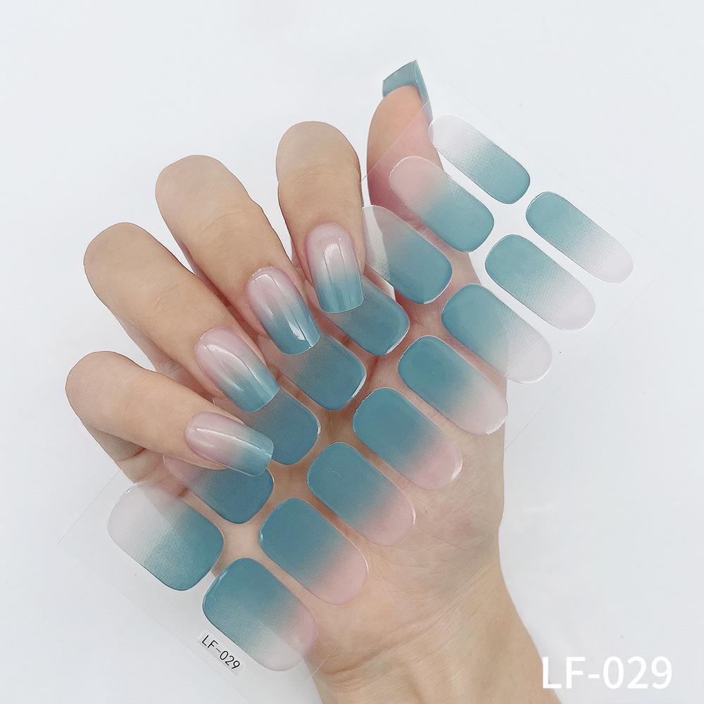 LF No-Bake Waterproof Gel Nail Stickers - Solid, Glitter, Color Block, Gradient Full Cover