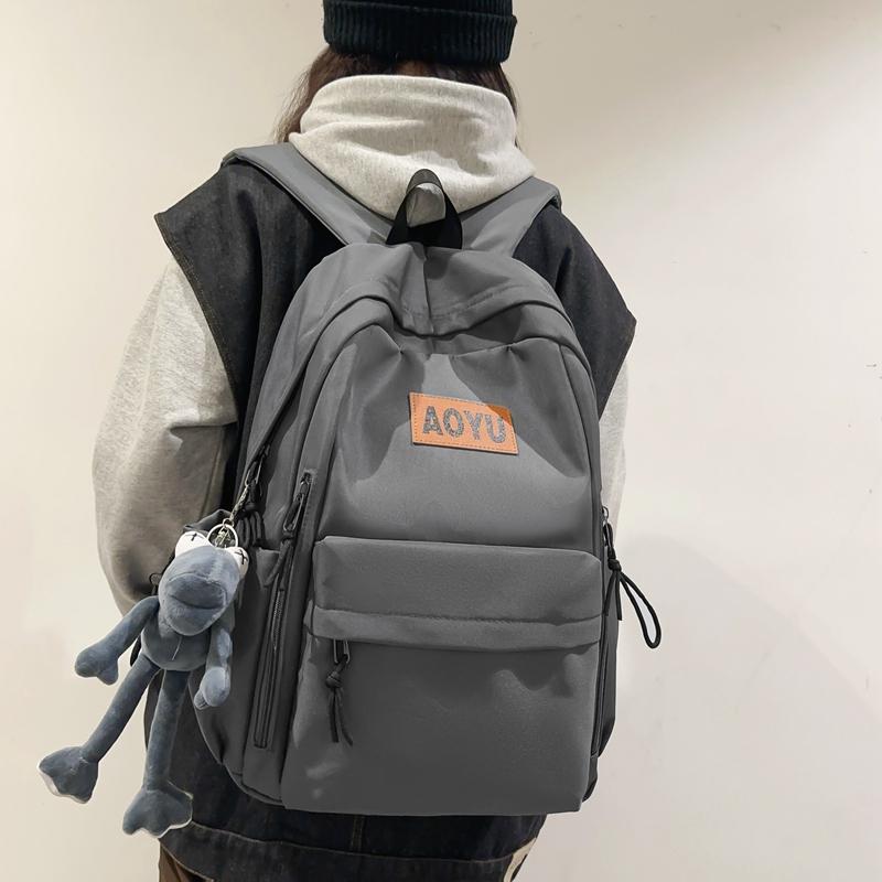 Large Capacity Student Schoolbag Male Solid Color Backpack