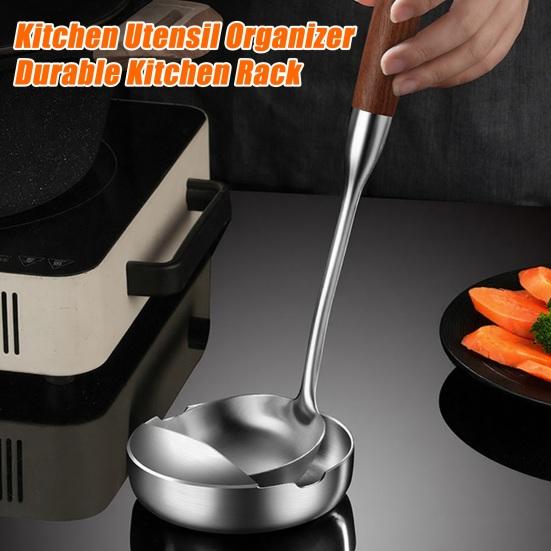 Stainless Steel Spoon Rest for Kitchen Countertop Cooking Utensils Holder Easy Clean Spoon Rack for Sauces Soups Fruits Snacks