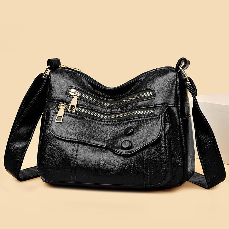 Women's Crossbody Bag Soft Leather Shoulder Bag Large Capacity Middle-aged Women's Bag Mother Bag
